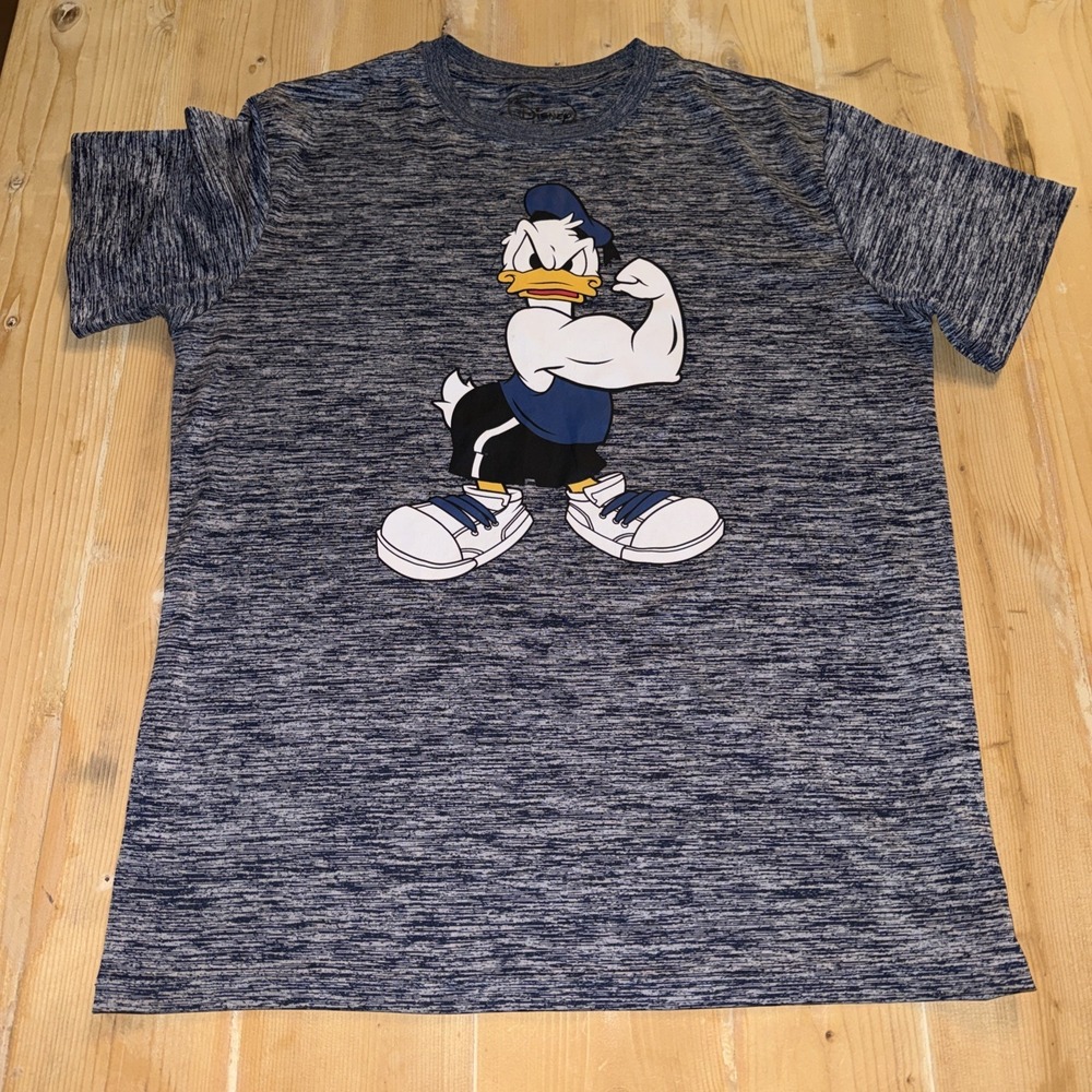 Disney Donald Duck Gym Graphic T-Shirt Mens Medium Blue Space Dye Mad Engine